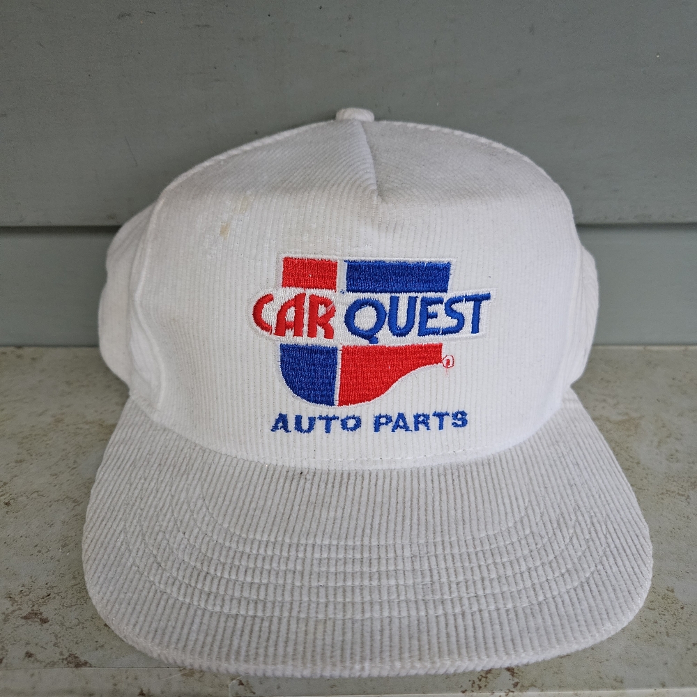 Vintage Car Quest Auto Parts White Corduroy Hat